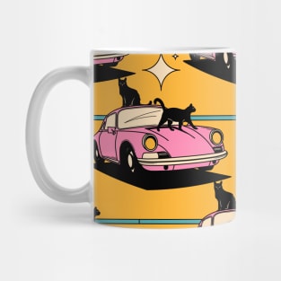 Cool Car Black Cat Pattern in yellow Mug